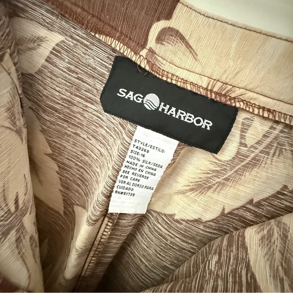 Vintage Sag Harbor 100% Silk Tropical Floral Pants - Size 16 - Picture 3 of 9